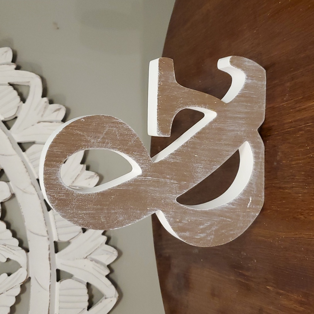 New & (and)  White wash mdf symbol 8" wide x 9-1/2" tall x 1" deep